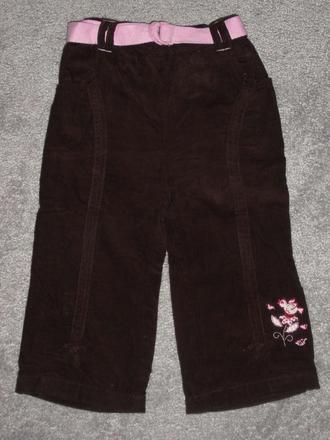 Menšestrové hnědé kalhoty s páskem, kik,86