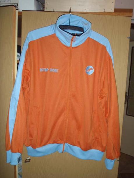 Modro-oranžová retro tepl. bunda, zn. us sports, 58
