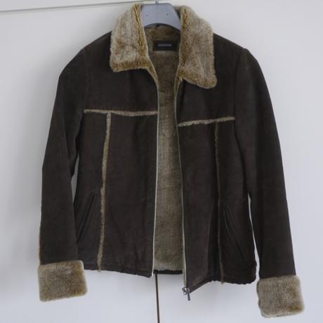 Hnedy kabatek z prave kuze podsity kozesinkou, 34