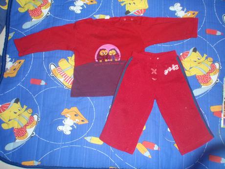 Červené tepláčky + mikina, vel. 86, 86