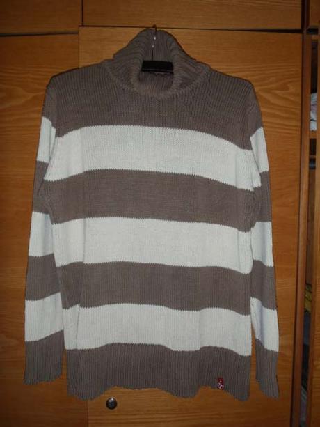 Hnědý proužkovaný rolák, c&a,xl