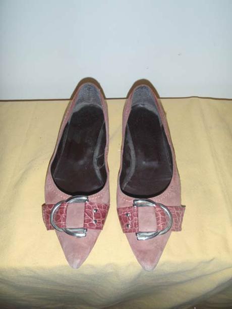 Růžové kožené lodičky s přeskou, vel 36., 36