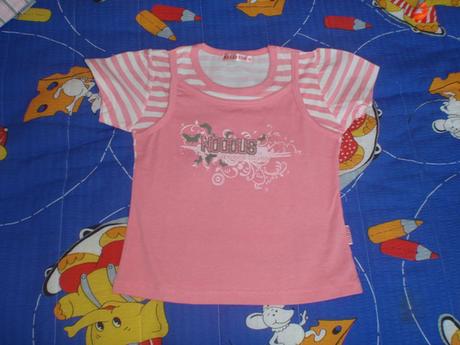 Triko vrstvený efekt, krátký rukáv, 98