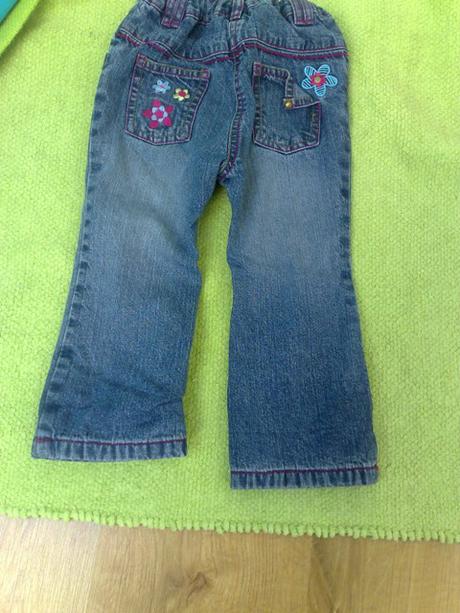 Zateplené riflíky s kytičkama, c&a,80