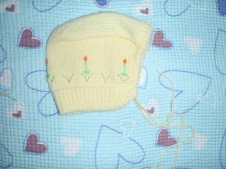 Žlutá teplá retro čepička - pletená, 68