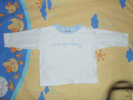 Bílé triko s modrým lemem, i love my mummy, cherokee,74