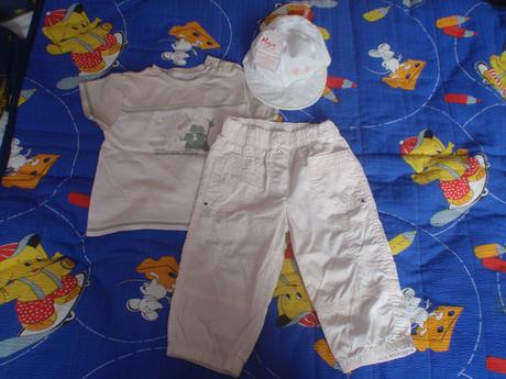 Letní oblečení, kalhoty, triko, kšiltovka, 104