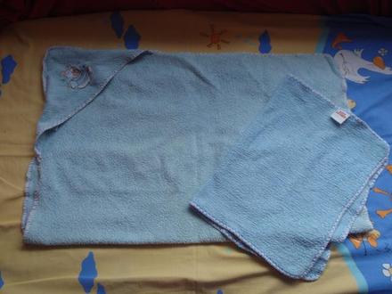 Froté osuška s medvídkem, modrá + ručník, 