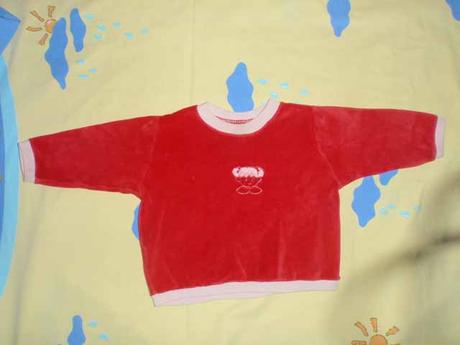 Červená sametová mikina s holčičkou, 74