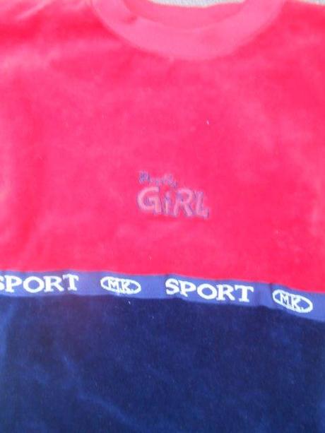 Červeno modrá sametová mikina, 116