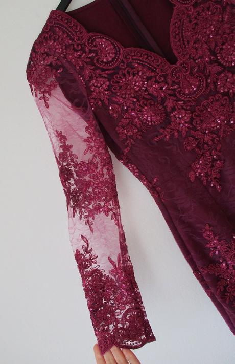 Dámské krajkové šaty vínové emo s 36, 36 / s