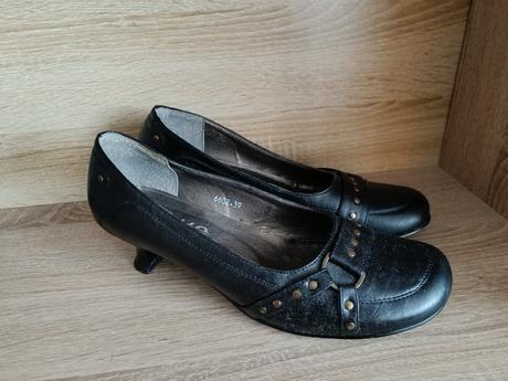 Černé lodičky, kačenka podpatek, vel. 39, 39