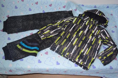 128 134 zimní lyžařská bunda oteplováky čepice, 128