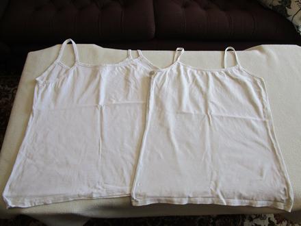 2x bílé bavl. elast. tílko, vel. 42 a l, kik,l