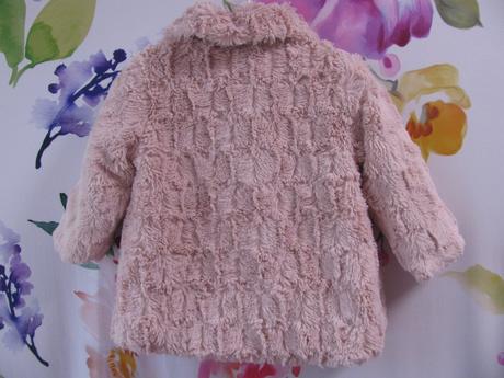 Kožešinový růžový kabátek - 9-12 měs., nutmeg,80