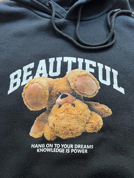 Černá mikina s medvěděm shein vel. s, s