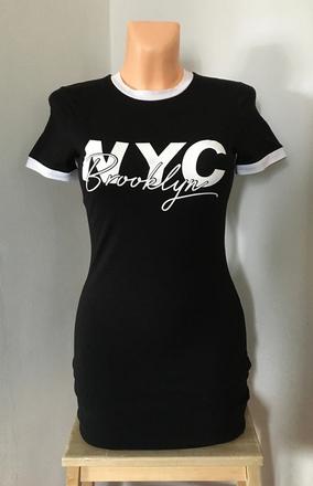 Vel. 36 černé mini šaty s nápisem, 36