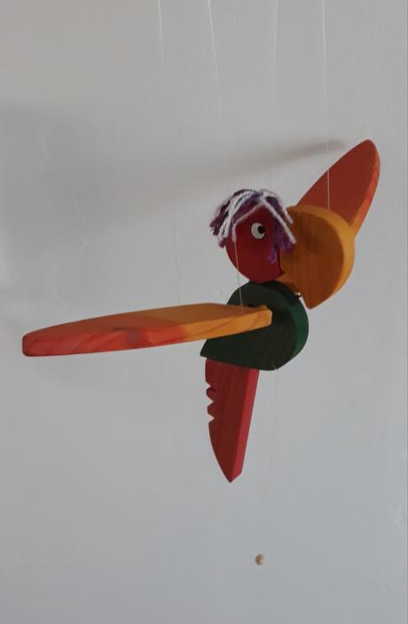 Dřevěný papoušek hračka, dekorace., 