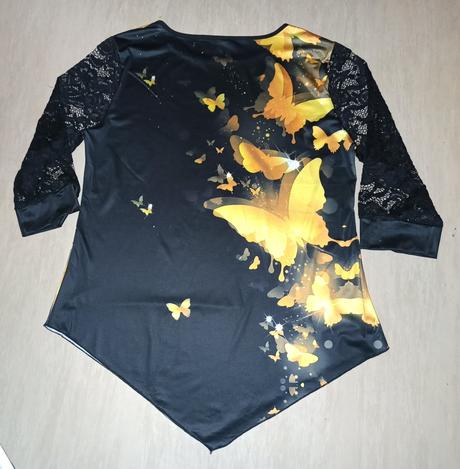 Černé triko s motýlky, xxl