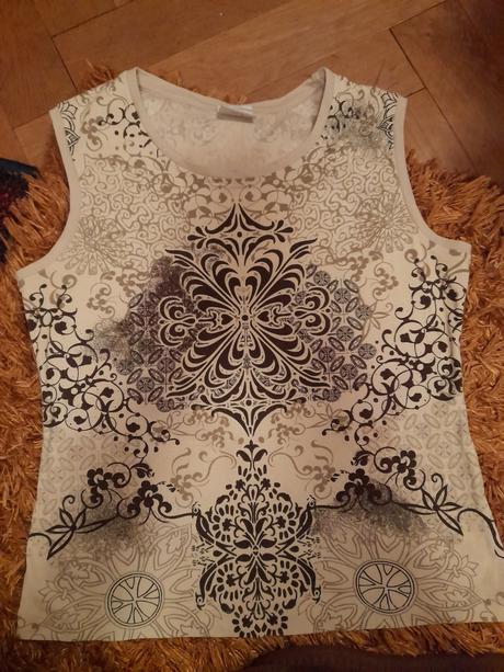 Tílko,triko s ornamenty hnědé, s