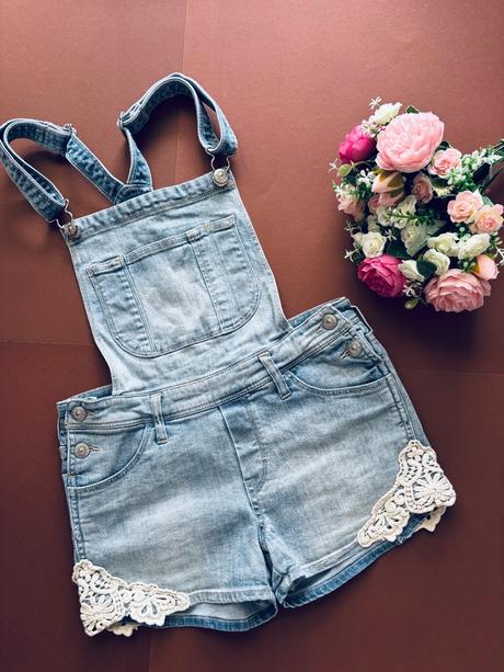 Krásné laclové šortky džínové - v.152, denim,152