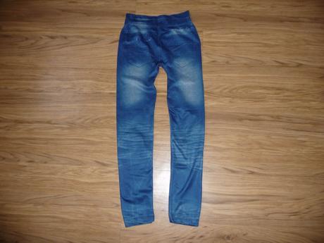 Jeans efekt dívčí/dámské legíny s motýly na 13-14l, 164
