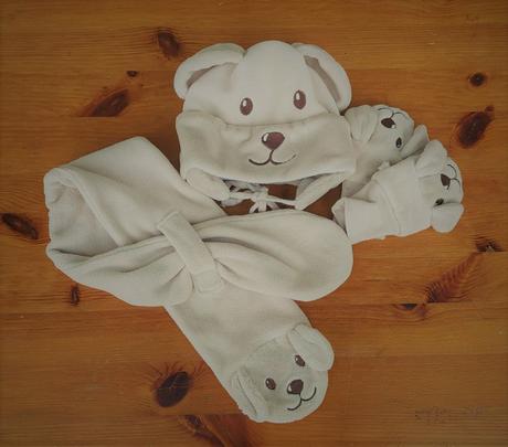 Set čepice šála rukavice pejsek - vel.0-3 měsíce, 56