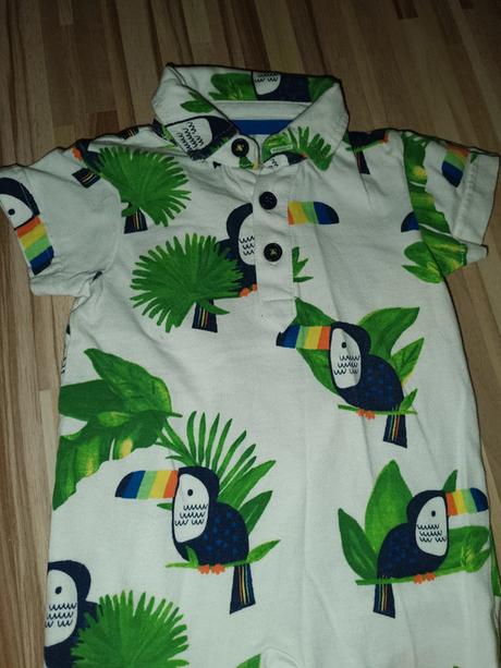 Letní overal s papoušky+ klobouk 68 bluezoo, bluezoo,68