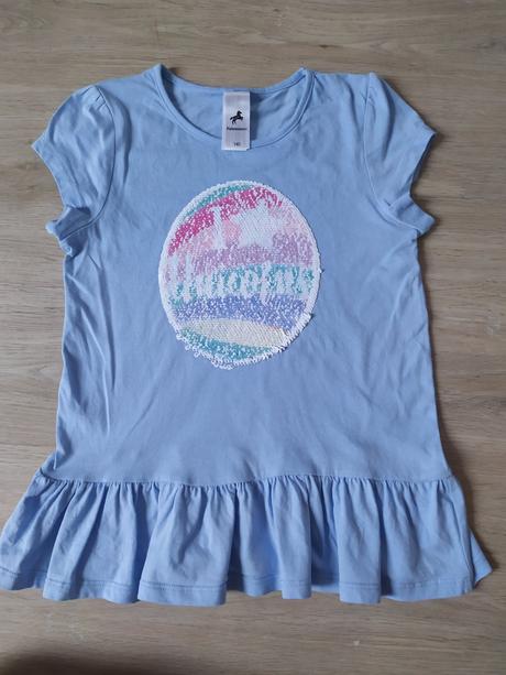 Modré tričko s flitry, palomino,140