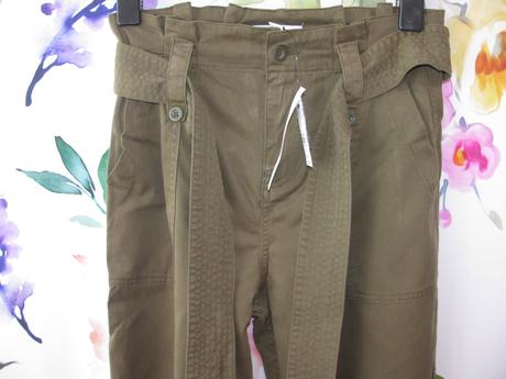 Khaki elastické bavlněné 7/8 kalhoty, topshop,34