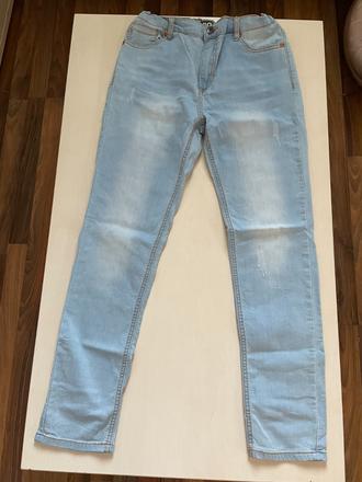 Světle modré džíny s dřením, vel 164/14 let, i do, 164