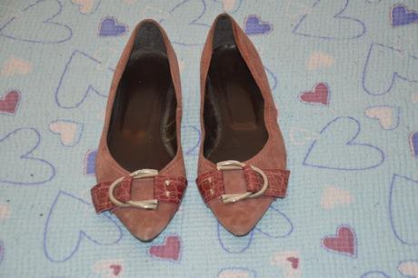 Růžové kožené lodičky s přeskou, vel 36., 36