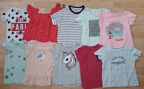 Dívčí trička 10 ks vel. 128, f&f,128