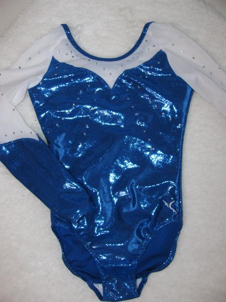 Dívčí modrobílý sportovní gymnastický dres, 98