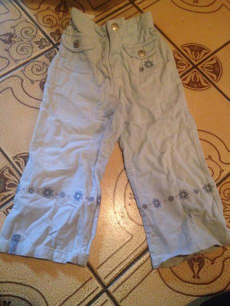 Dívčí manšestrové kalhoty květy, h&m,92