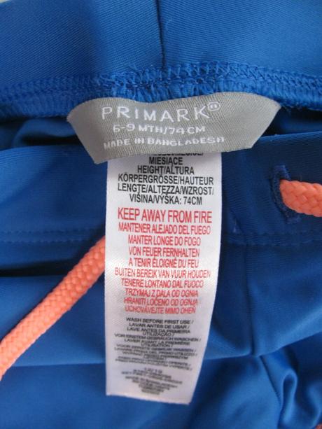 Modré kojenecké plavky, primark,74