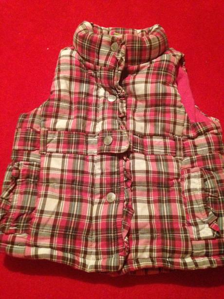 Dívčí vesta proužky, kostičky, topolino,92