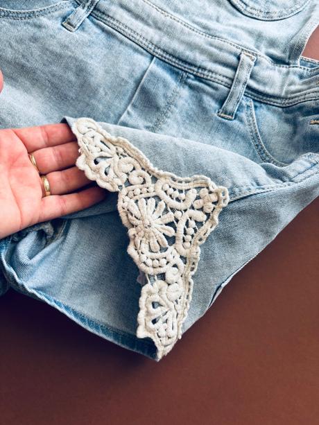 Krásné laclové šortky džínové - v.152, denim,152