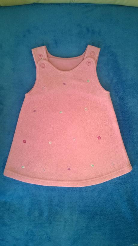 Růžové fleesové šaty, tesco, 74/80, f&f,74