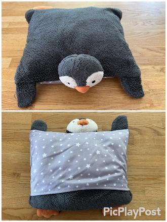 Dětský polštářek tučňák s kapsou 30 x 25 cm, 