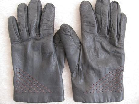 Dámské šedé kožené prstové rukavice, s