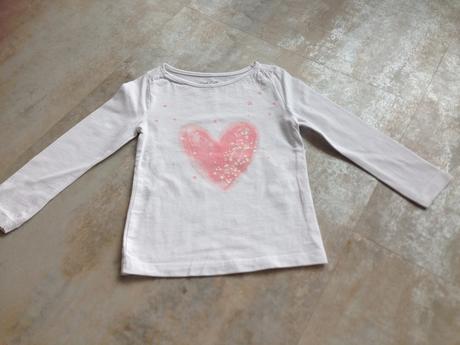 Dívčí triko bílé dlouhý rukáv reserved 92 cm srdce, reserved,92