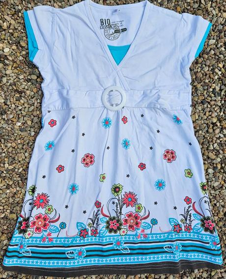 N85	dívčí tunika s kr. rukávem květy vel. 146-152, c&a,146