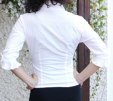 Bila bluzka s volanky na zavazovani, h&m,34