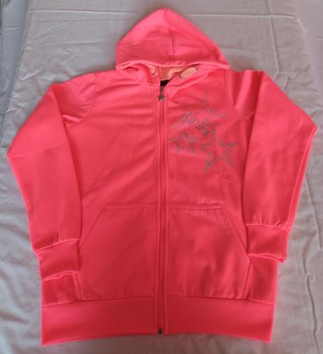 Dívčí mikina na zip s kapucí neonová lewro, lewro,164