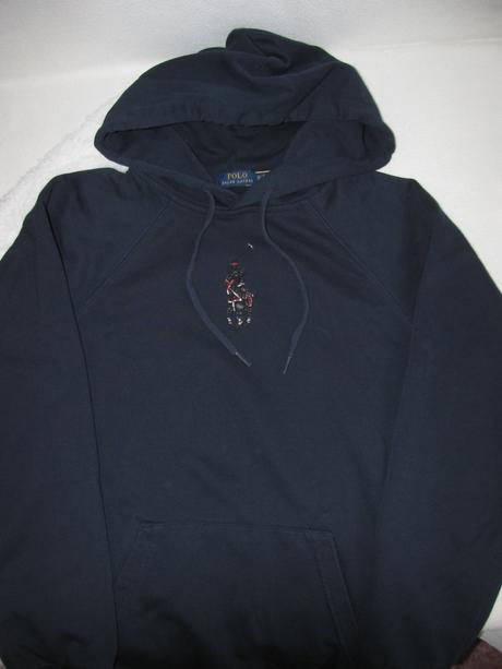 Chlapecká,pánská modrá bavlněná mikina s kapucí, ralph lauren,xl