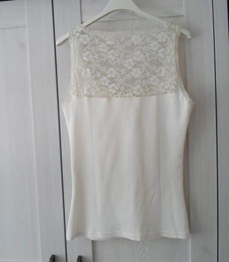 Bílé krajkové tričko tílko bílý top, h&m,m
