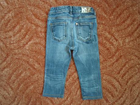 Modré kalhoty 3/4 kraťasy džíny rifle sqin, h&m,104