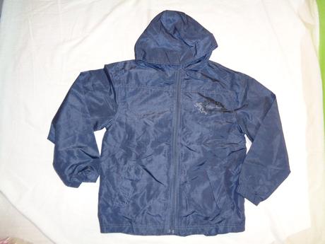 Krásná tmavě modrá šusťáková nepromokavá bunda, vertbaudet,152
