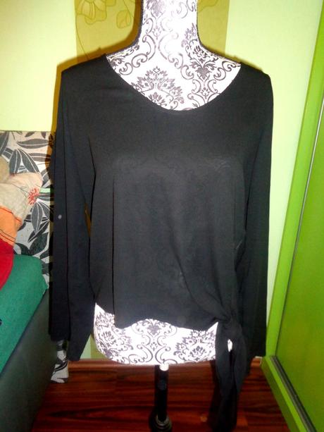 Černá elegantní vzdušná halenka se zavazováním, forever friends,m